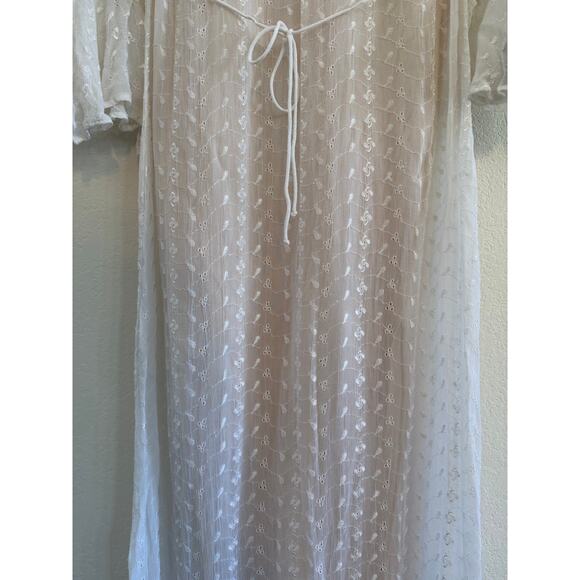 Boston Proper Lace Eyelet Maxi Dress Womens Sz 4 Cottagecore Fairy Whimsy White - Picture 13 of 15